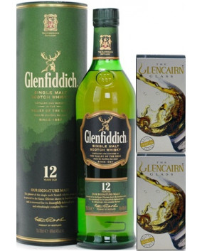Glenfiddich 12yo 70cl | Pahare Glencairn cristal | Cadou Whisky & Accesorii